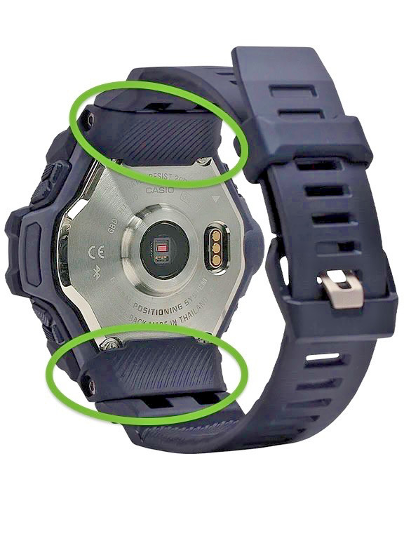 Genuine Casio G-Shock GBD-H1000 GBDH1000 black resin watch band end pieces X 2