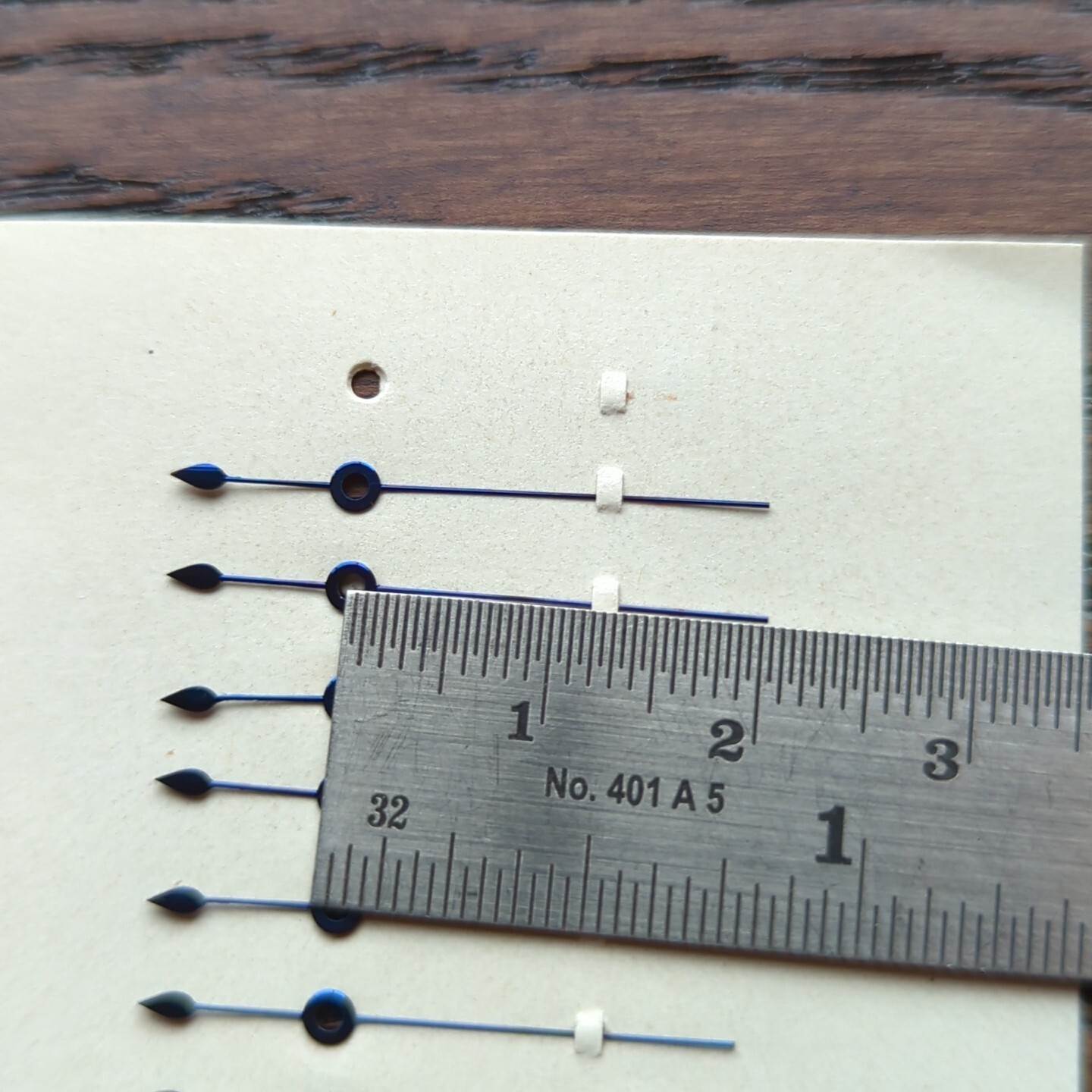Pocket Watch Chronograph Hands Parts – New Old Stock on Card Blued Steel (BY87)