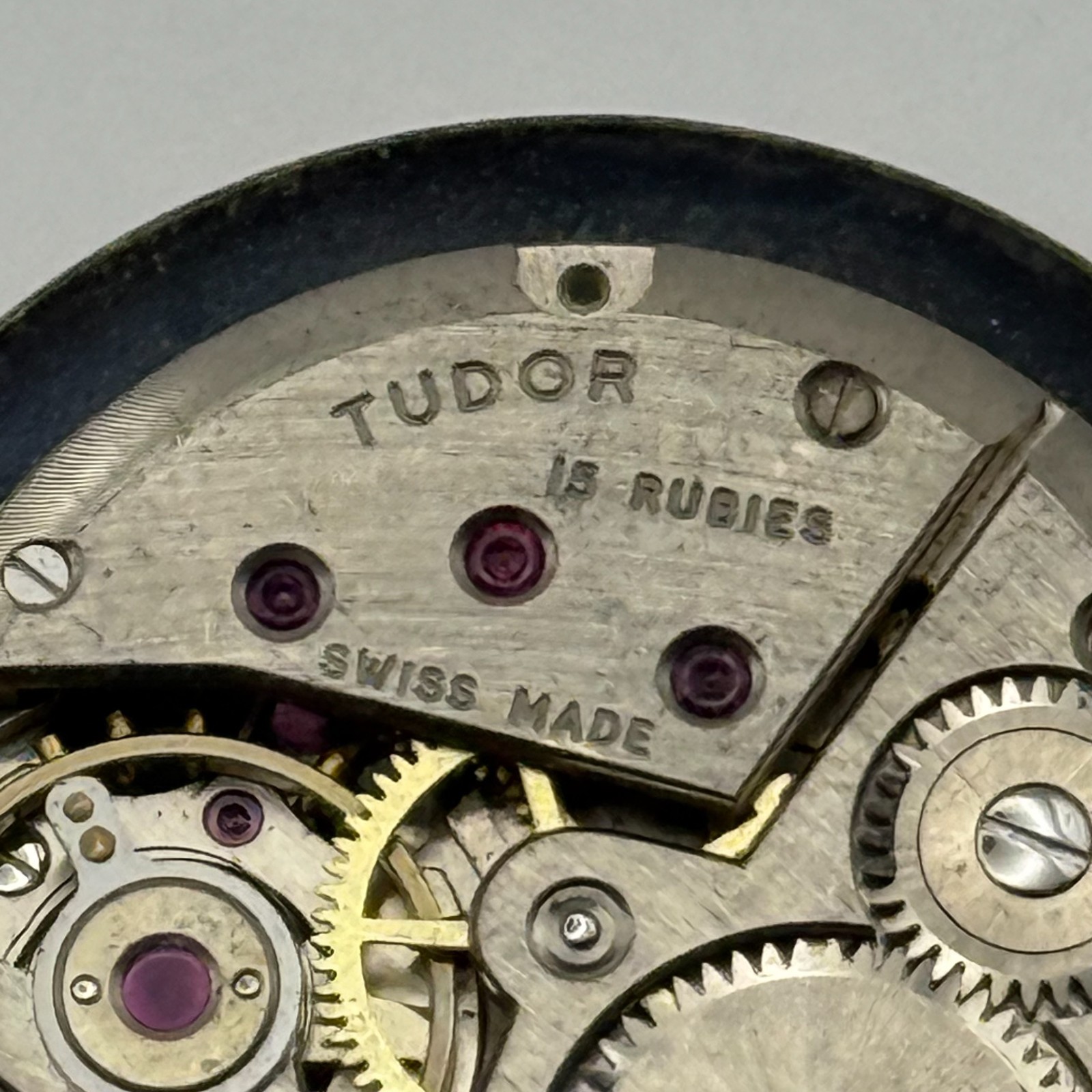 Tudor Watch Movement Running FEF 290 Rolex Crown For Parts / Restoration 23.6mm