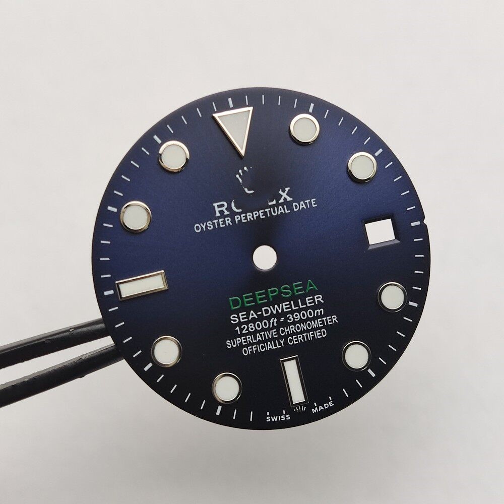 28.5mm DEEPSEA Watch Dial Ice Blue Luminous for 8215 2836 Movement Watch Parts