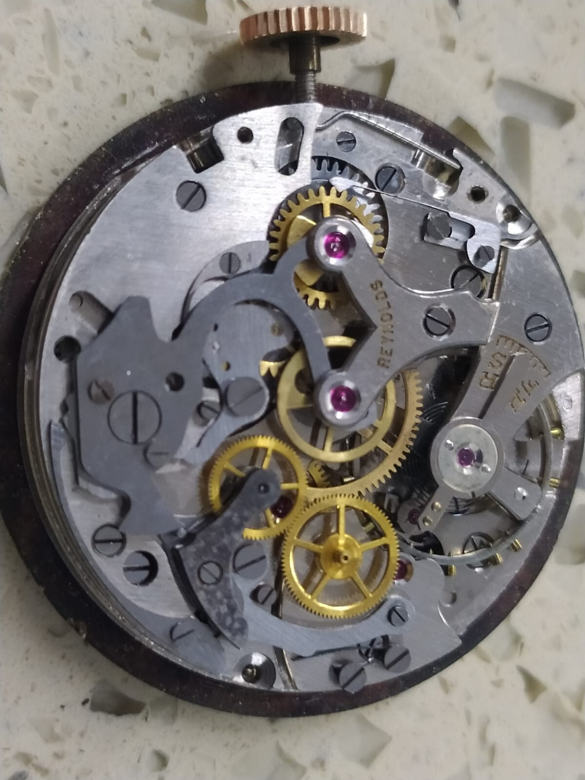 Reynold Swiss Chronograph watch movement, cal. Venus 188 similar to Valjoux 7730