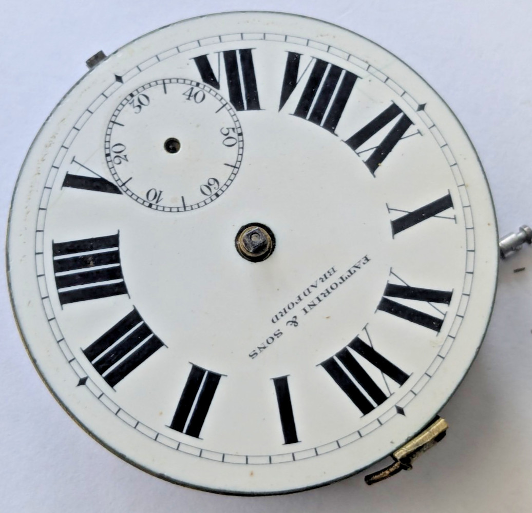 Antique Fattorini Bradford Pocket Watch Movement Errington Factory Under Dial 26