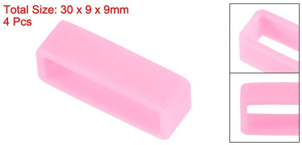 Watch Band Strap Loops Silicone for 26mm Width Watch Band, Pink 4 Pcs