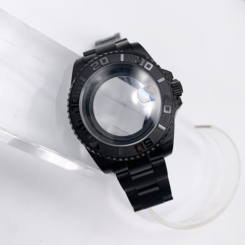 40mm Black Yacht-Master Style Watch Case Set with Strap for Rolex NH35