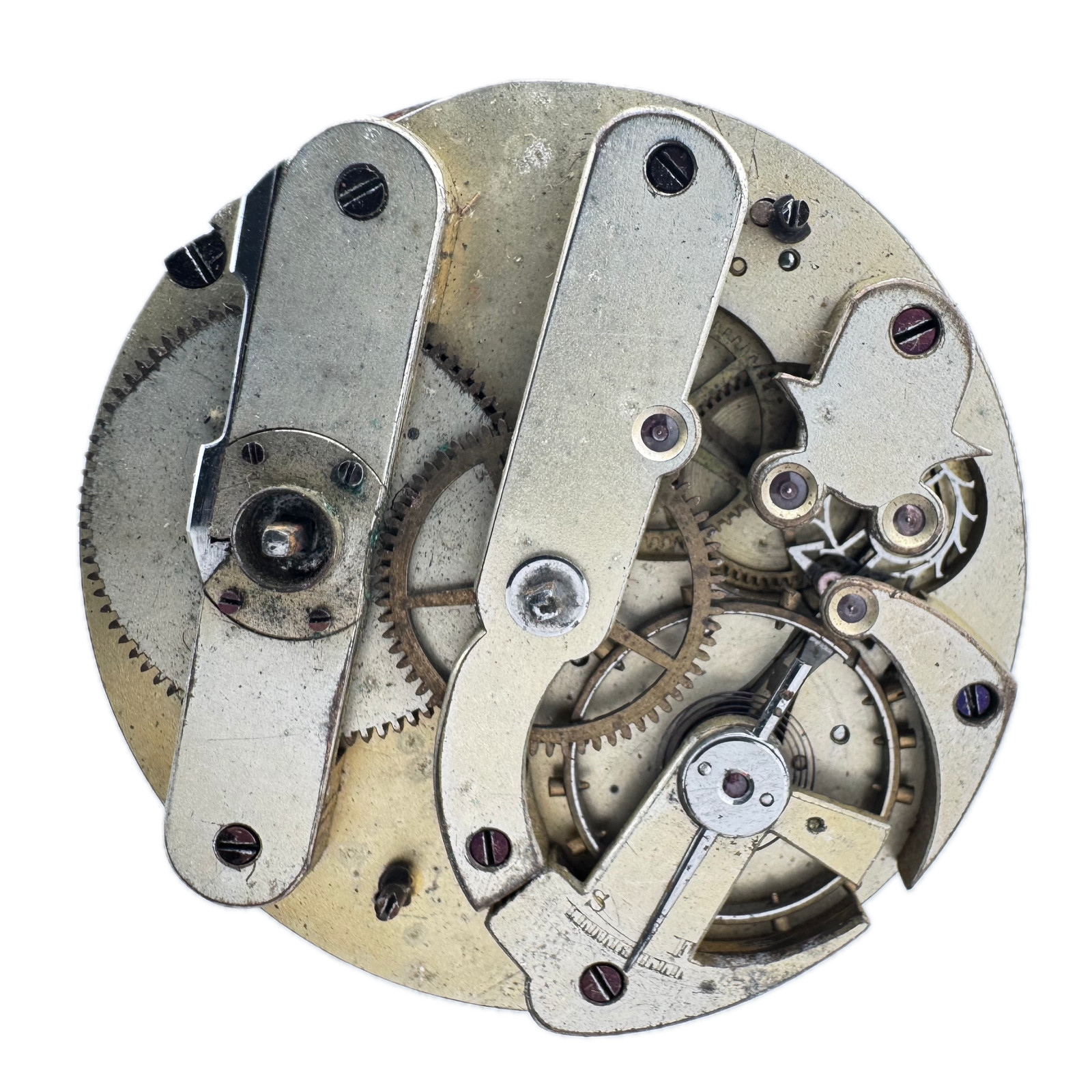 Antique Unbranded Roman Numeral Single Sunk Key Wind Pocket Watch Movement Swiss