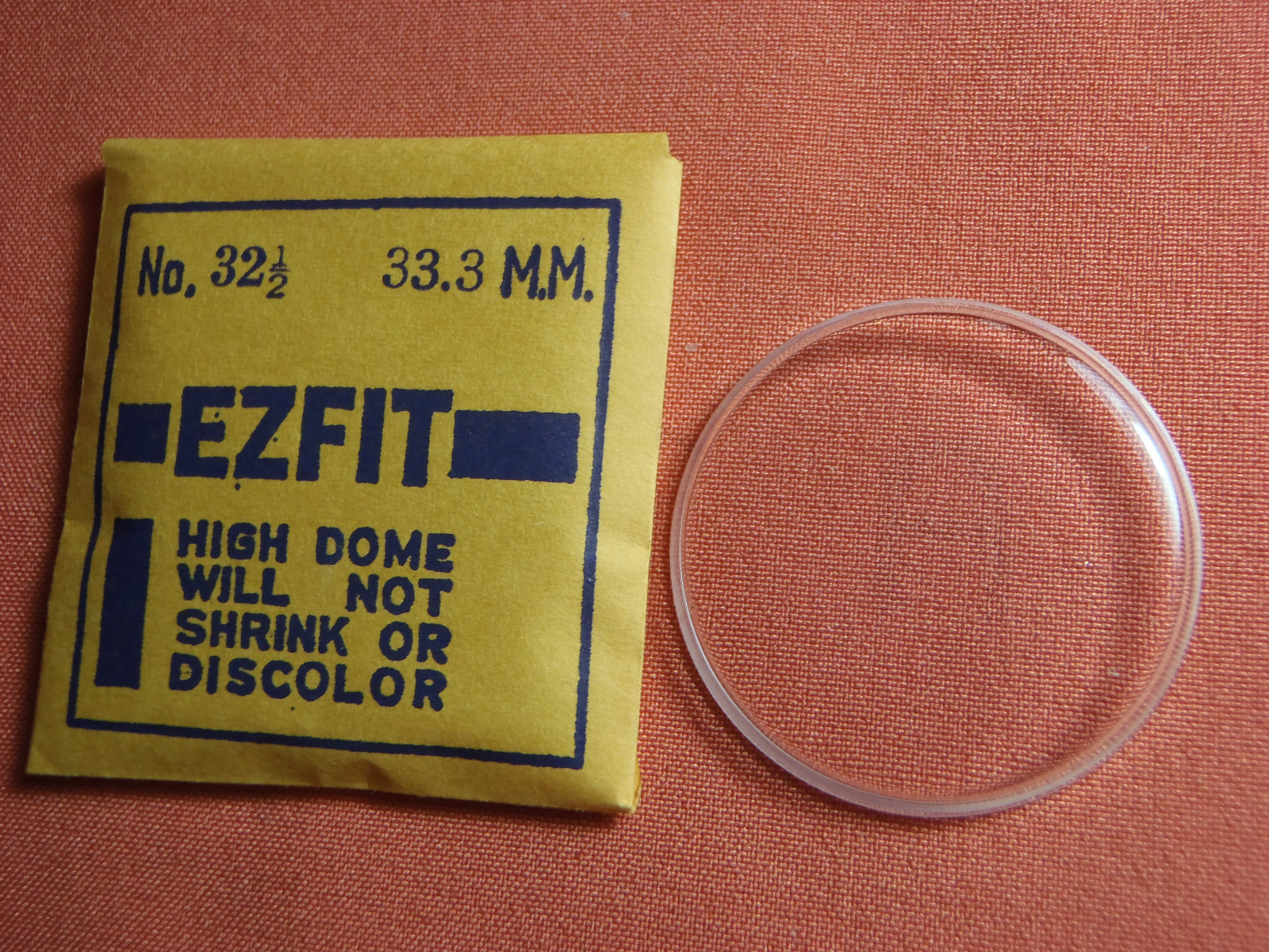 EZFIT HIGH DOME ROUND PLASTIC WATCH CRYSTAL 33.3MM NOS