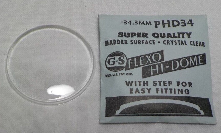 GS FLEXO HI DOME WATCH CRYSTAL REPLACEMENT PART 34.3MM WATCHMAKER PHD34 #63