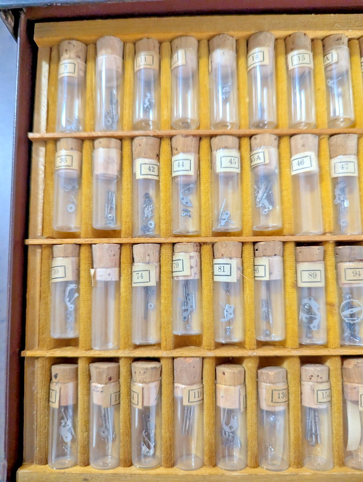 Assortment of Watch Parts – Swartchild & Company Metal Cabinet – 100s of Parts