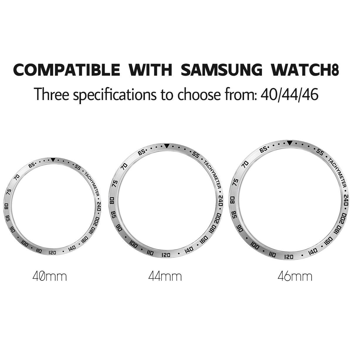 For Samsung Galaxy Watch 8/8Classic 46/44/40mm Bezel Ring Metal Watch Cover Case