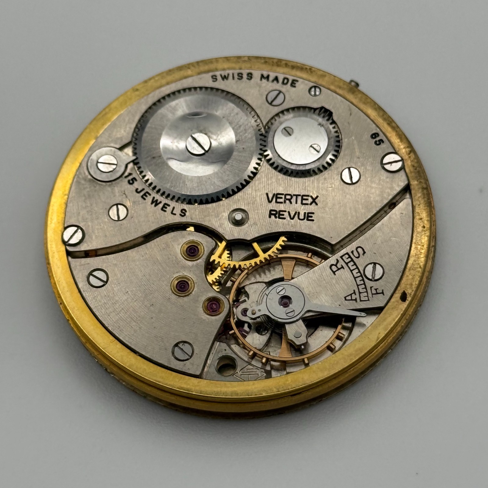 Vertex Revue 65 Pocket Watch Movement – Garrard – Parts / Repair