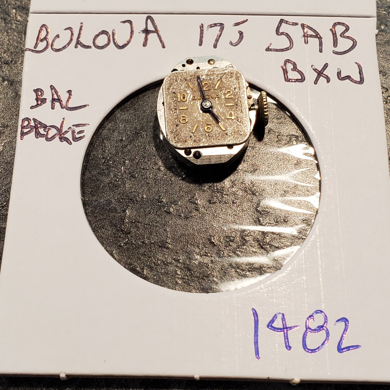 LADIES BULOVA 17J 5AB BXW WRIST WATCH MOVEMENT #1482