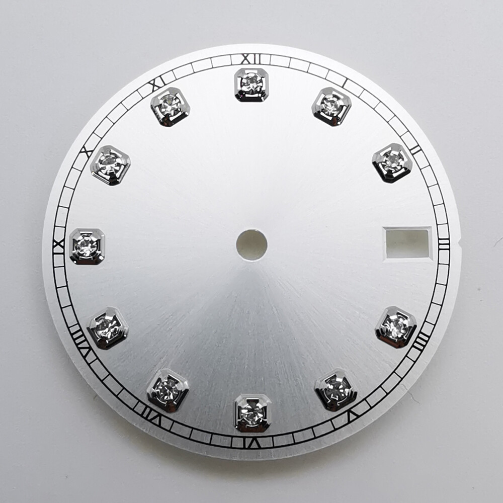 28.5mm black white blue green sterile diamond watch dial fit NH35 movement