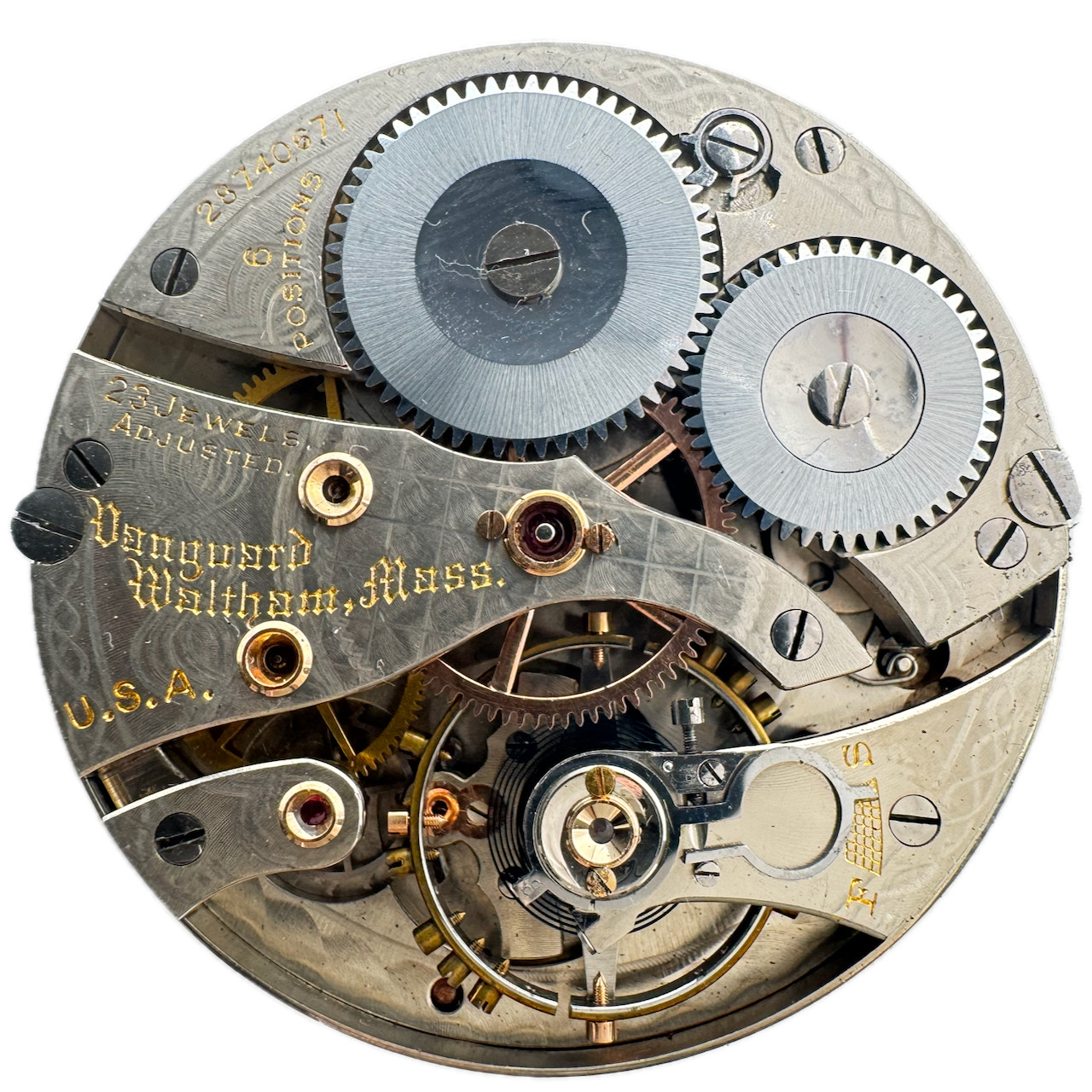 Vintage 16s Waltham Up-Down Wind Indicator Dial Railroad Pocket Watch Vanguard