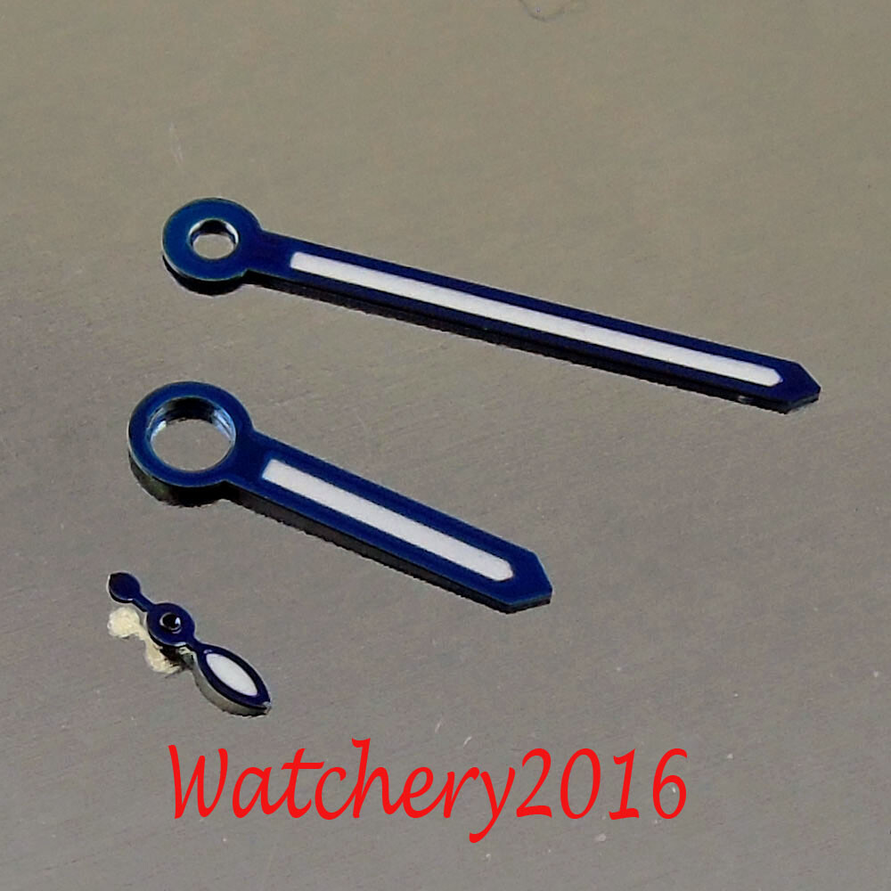 NEW BLUE edge White Hands for UNITAS ETA 6497 6498 ST 3600 Movement Watch Hands