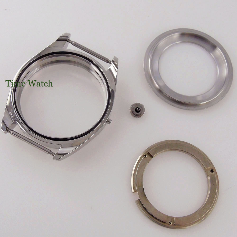 40mm Polished Sapphire Watch Case 316L For Miyota 8215 DG2813 Silver/Rose Gold
