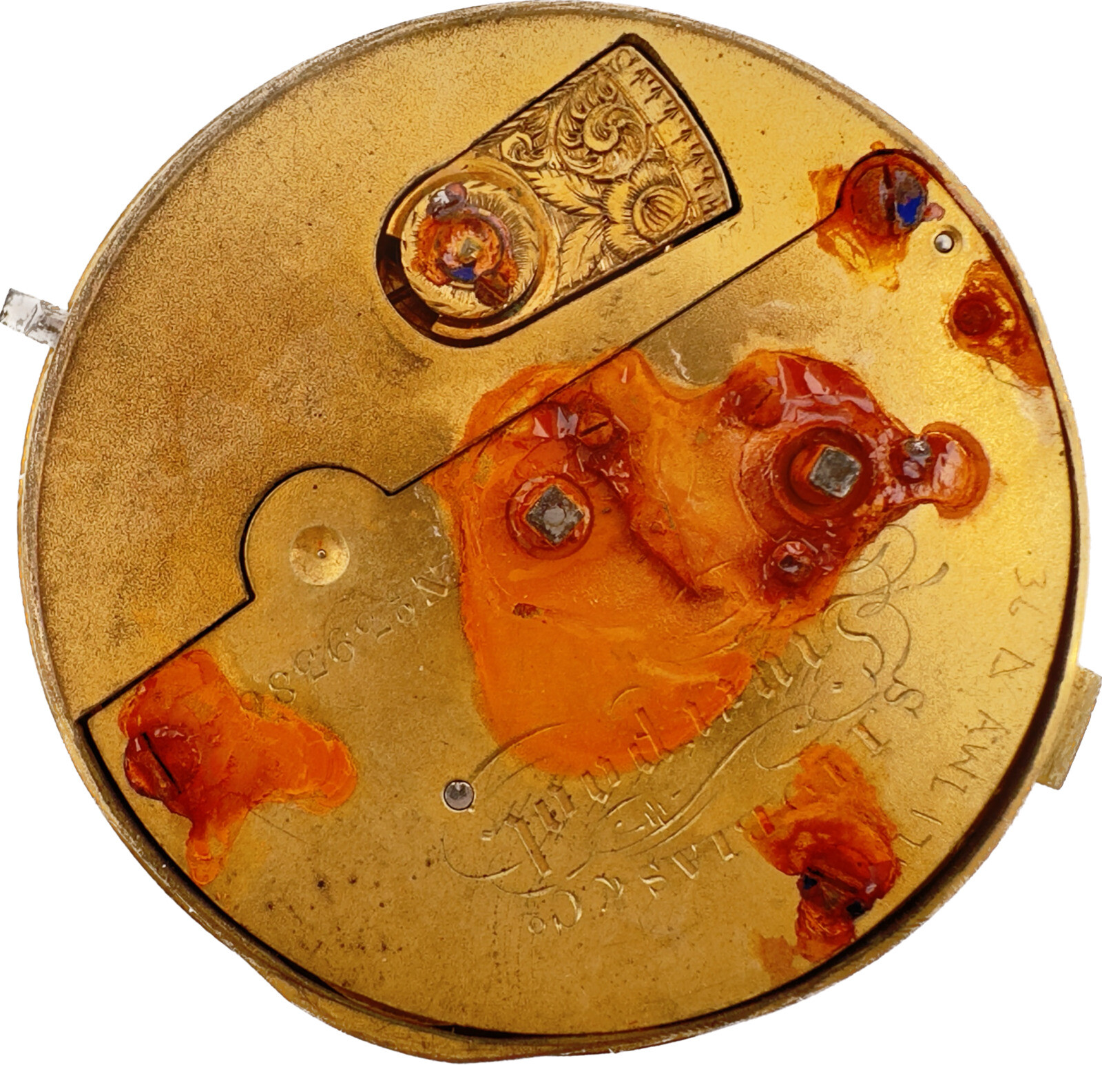 Antique 39.5mm S.I. Tobias & Co. Key Wind Fusee Pocket Watch Movement Rusted