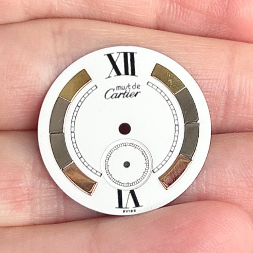 An Original Vintage Must de Cartier “Trinity” Style Wristwatch Dial.