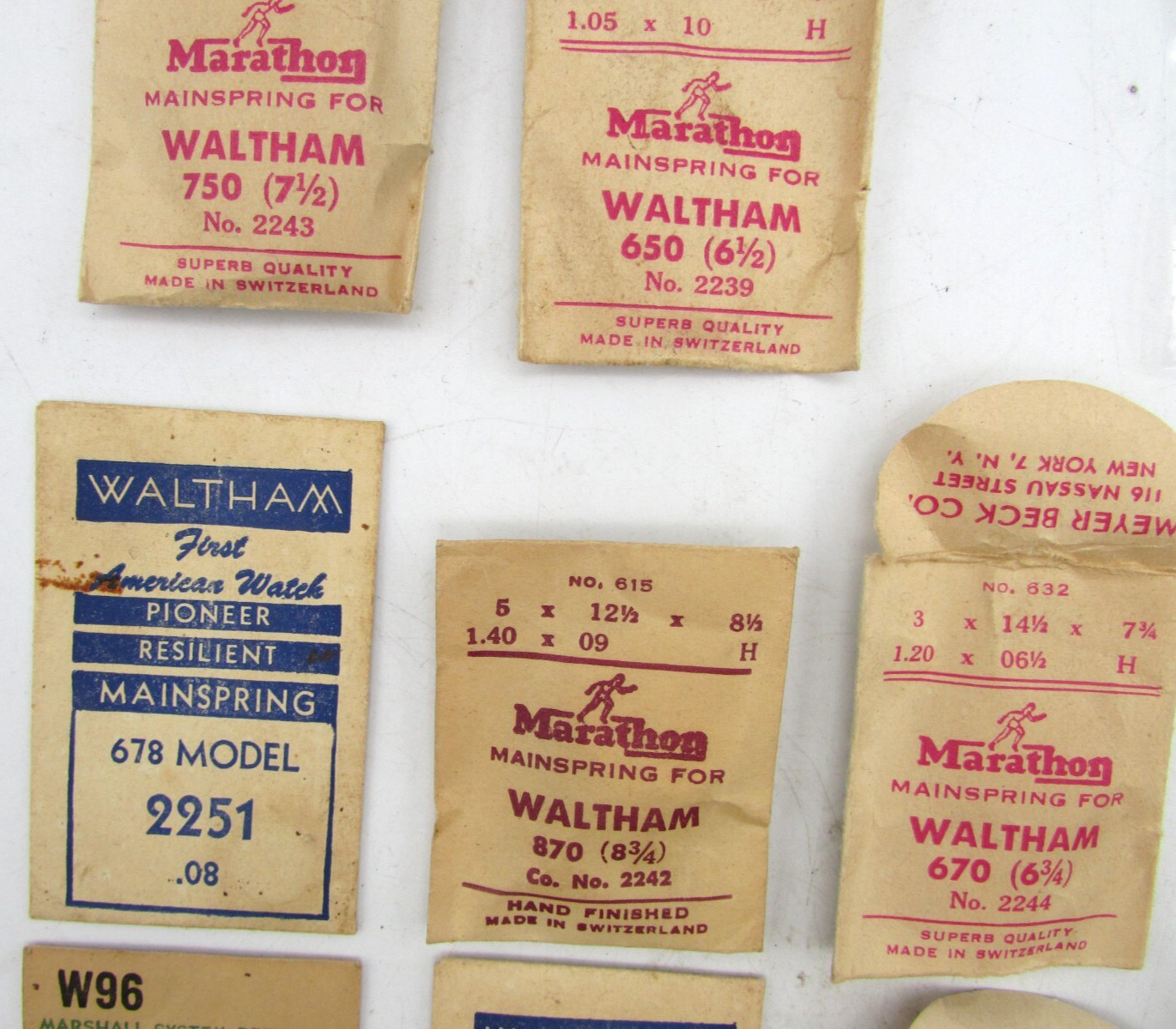 WALTHAM MAINSPRING & WINDING STEM 650 750 678 870 WATCH PARTS OR REPAIR LOT W63
