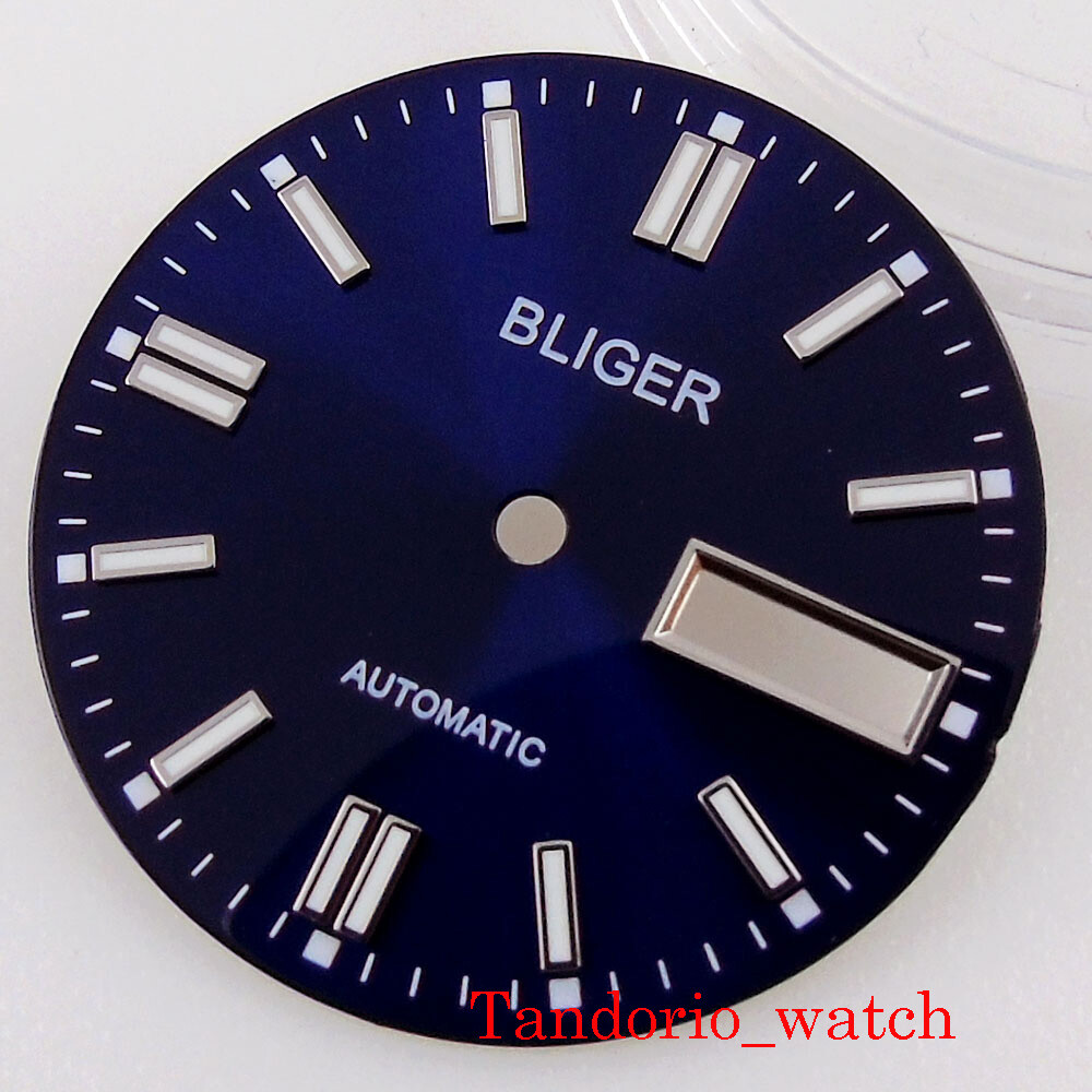 New 29mm Stainless Steel Watch Dial For NH36A Movement Date Week Window Luminous
