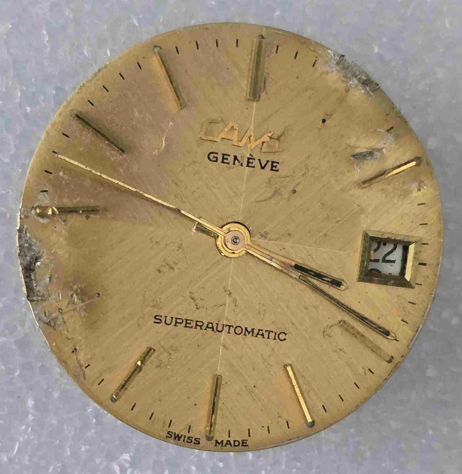 Vintage CAMY GENEVE Movement & Dial . Cal: ETA 2783. For Parts