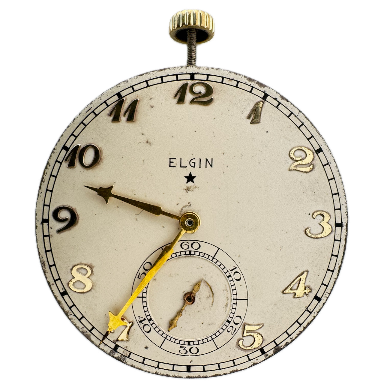 Antique 12s 1933 Elgin Raised Gold Numerals Mechanical Pocket Watch Movement 495