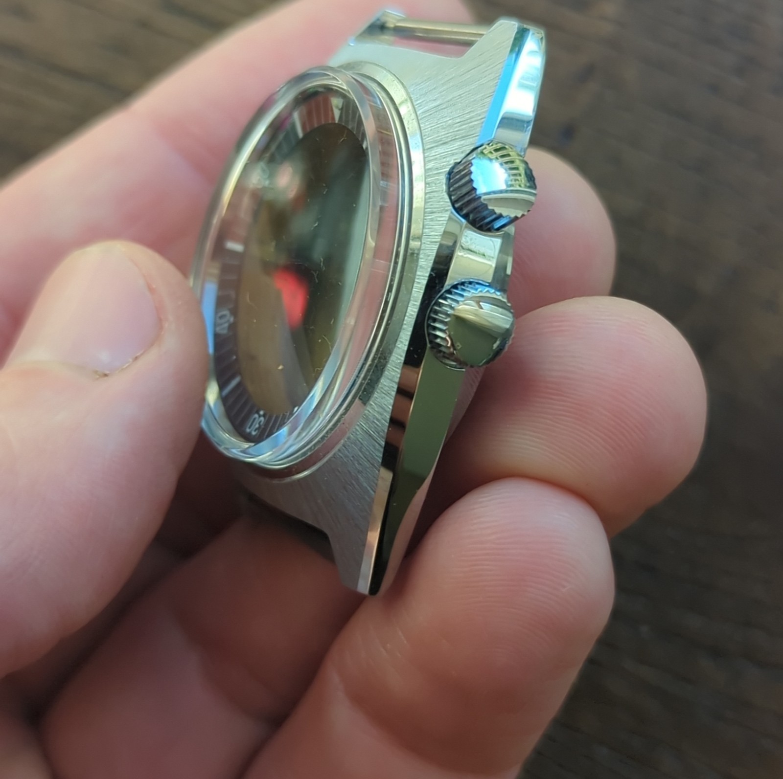 1960s Vintage Divers Watch Case Internal Rotating Bezel 2 Crowns (B88)
