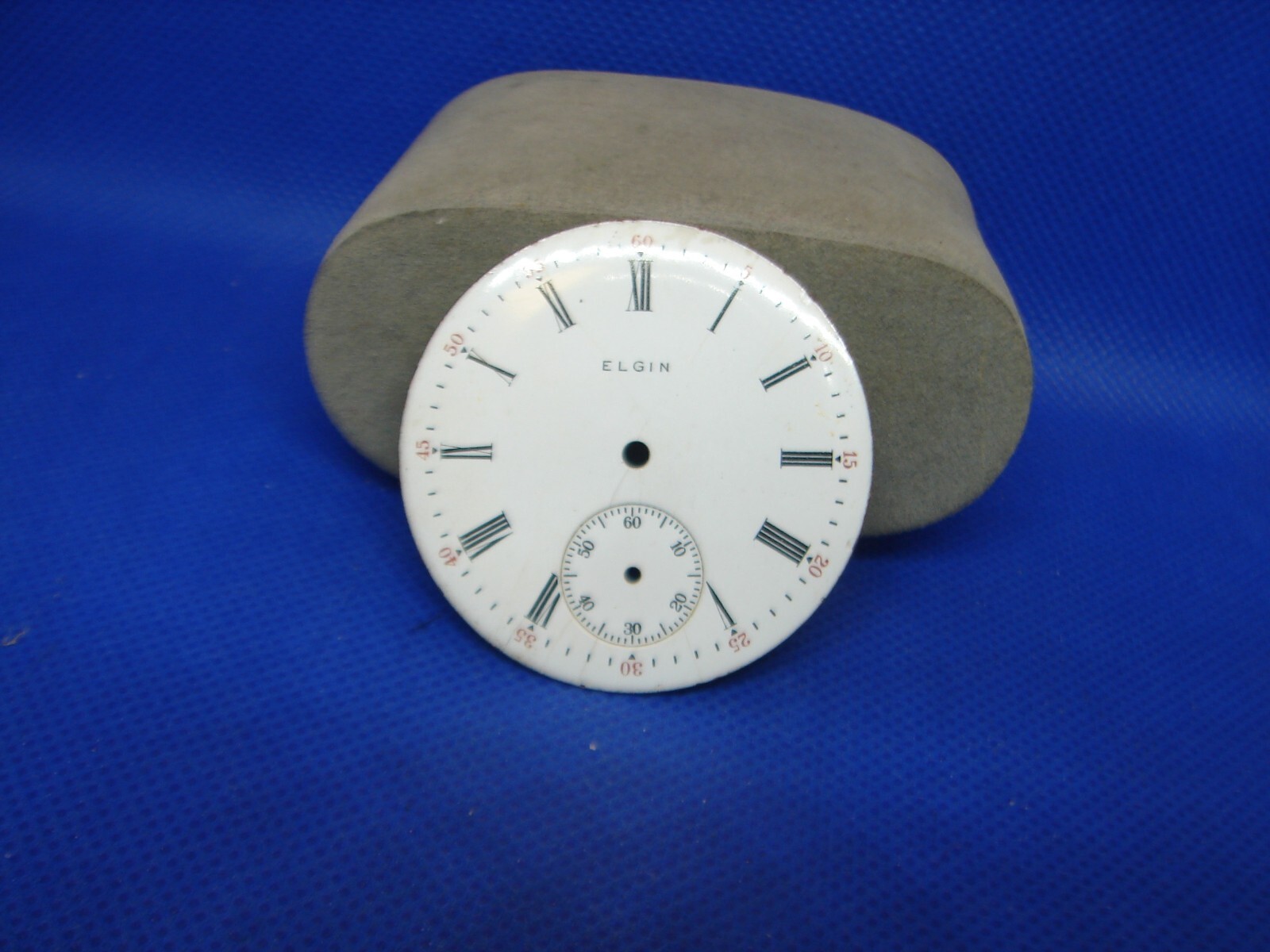 POCKET WATCH DIAL 42mm ACROSS ELGIN RED 60 ROMAN REPAIR PART ! b27