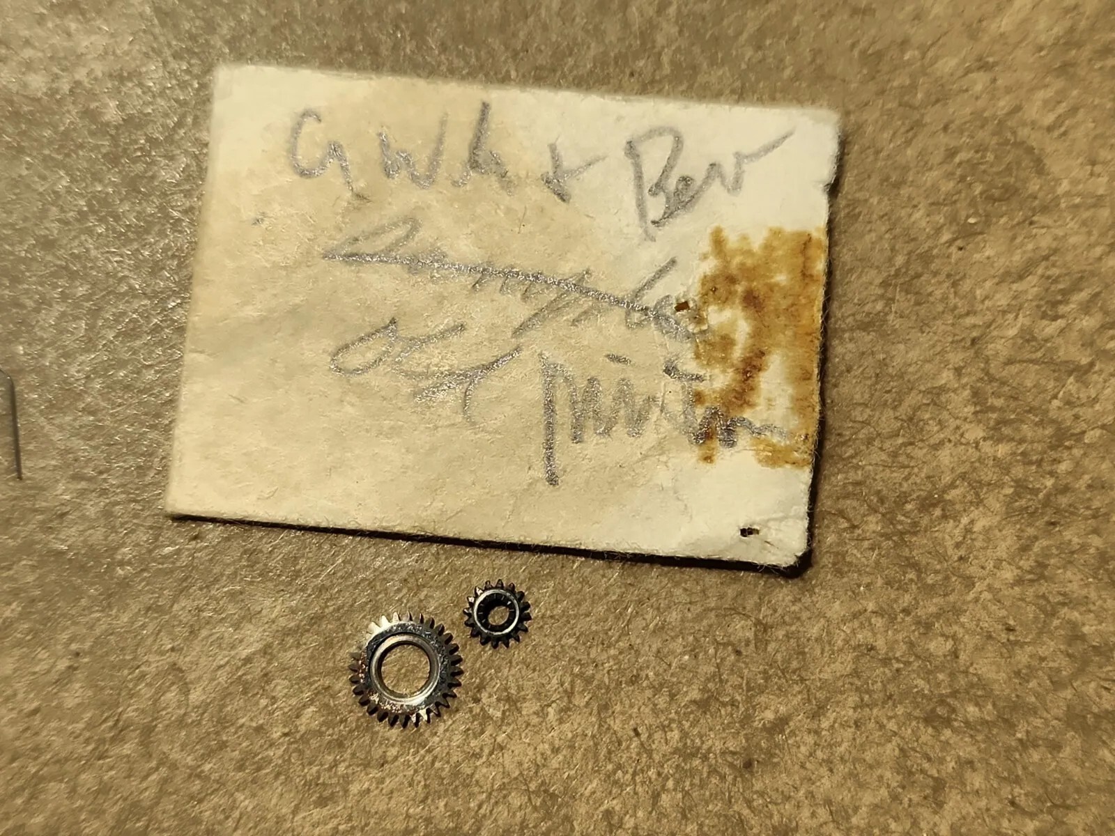 Elgin 8/0 Parts-Clutch Wheel, Click Springs, Crown Wheel, Bevel Pinion