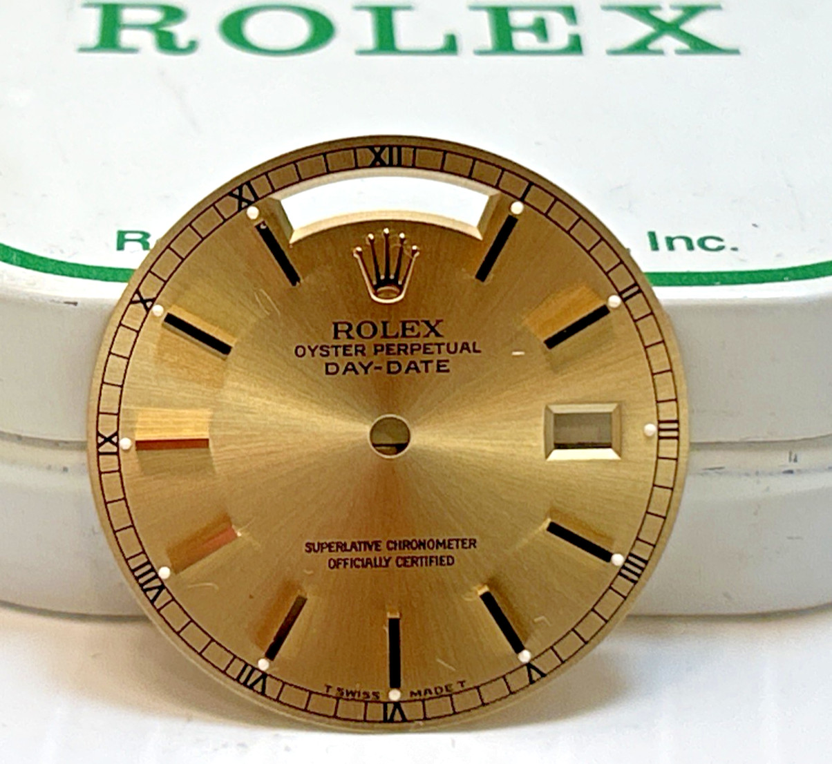 Factory Genuine Rolex Day Date Oyster Perpetual Mens Non-Numeric Gold Watch Dial