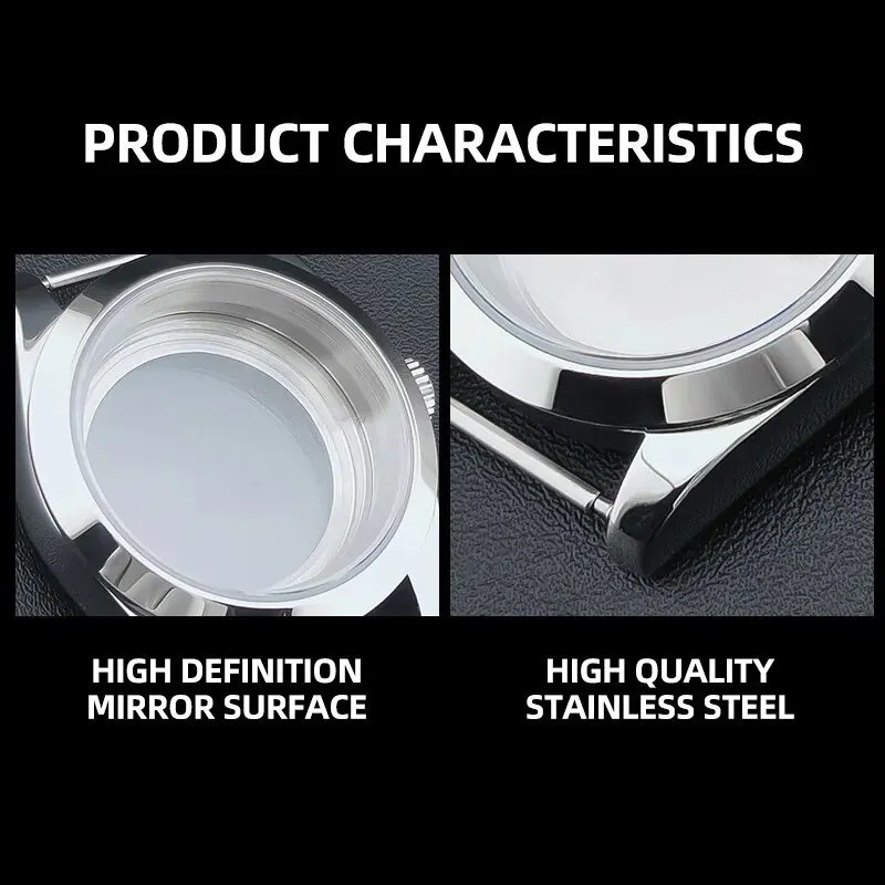 36MM 40MM Solid Stainless Steel Watch Case Sapphire Crystal Fits NH34 NH35 NH36