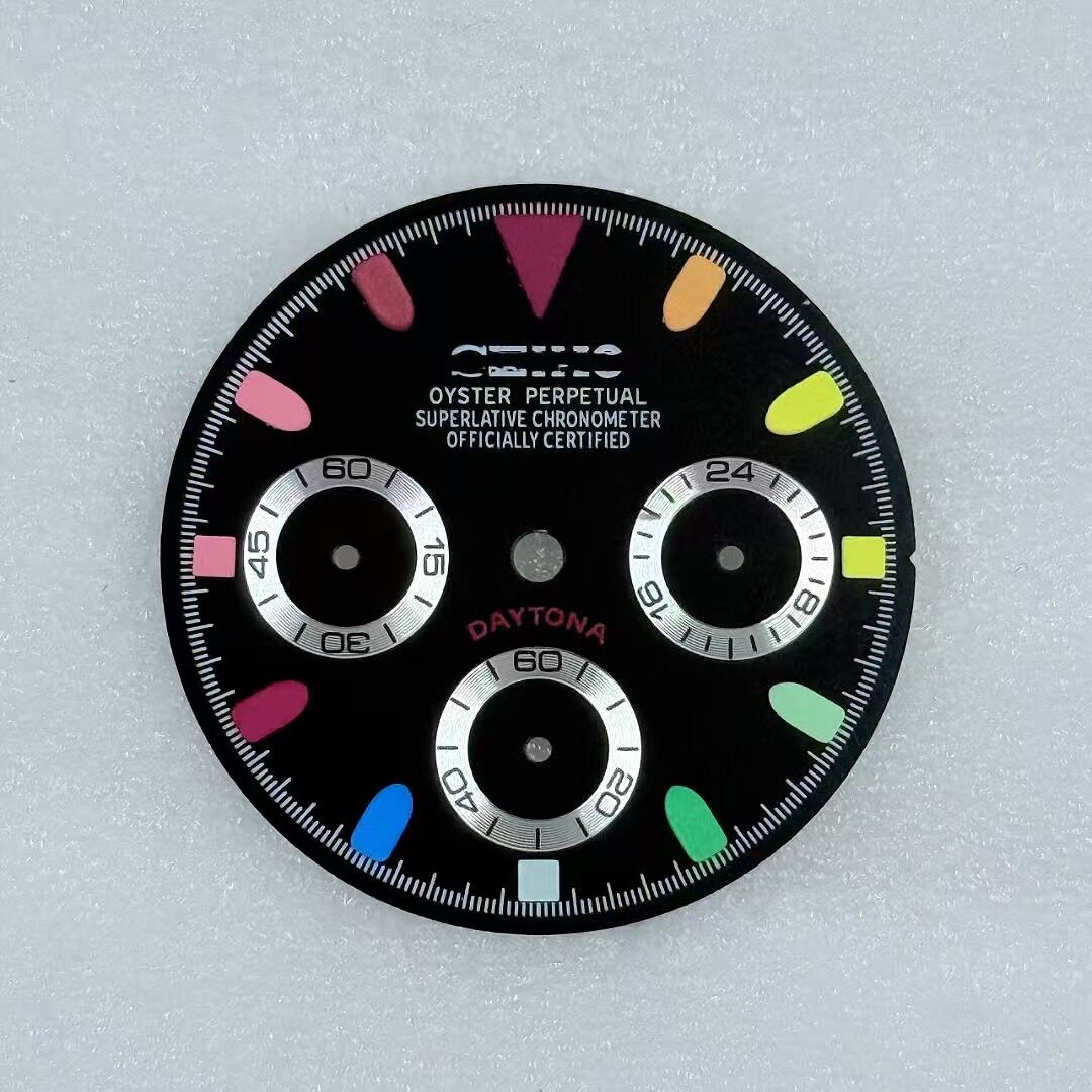29.5mm Multi-functional Watch Dial Green Luminous for VK63 Movement Parts