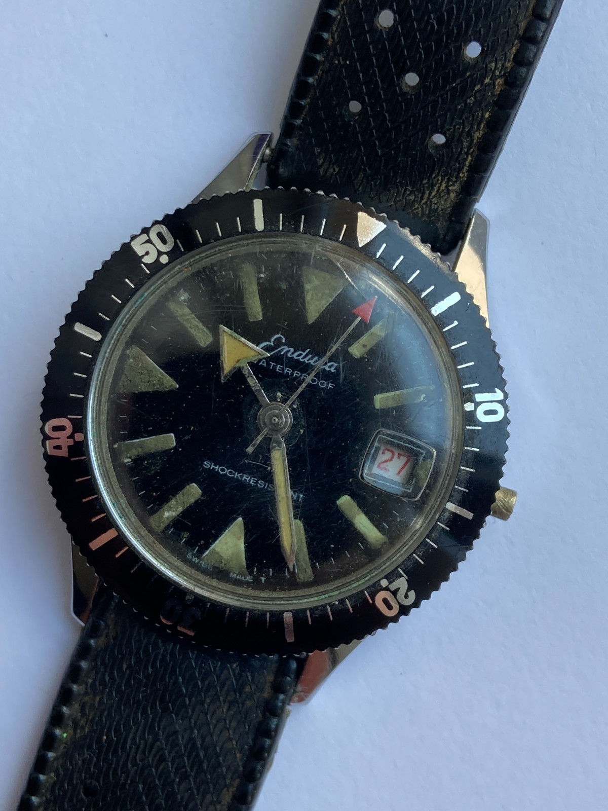 VINTAGE MEN WRIST WATCH SALE FOR PARTS DIVER ENDURA DATE CAL. EB 8800 1 JEWEL