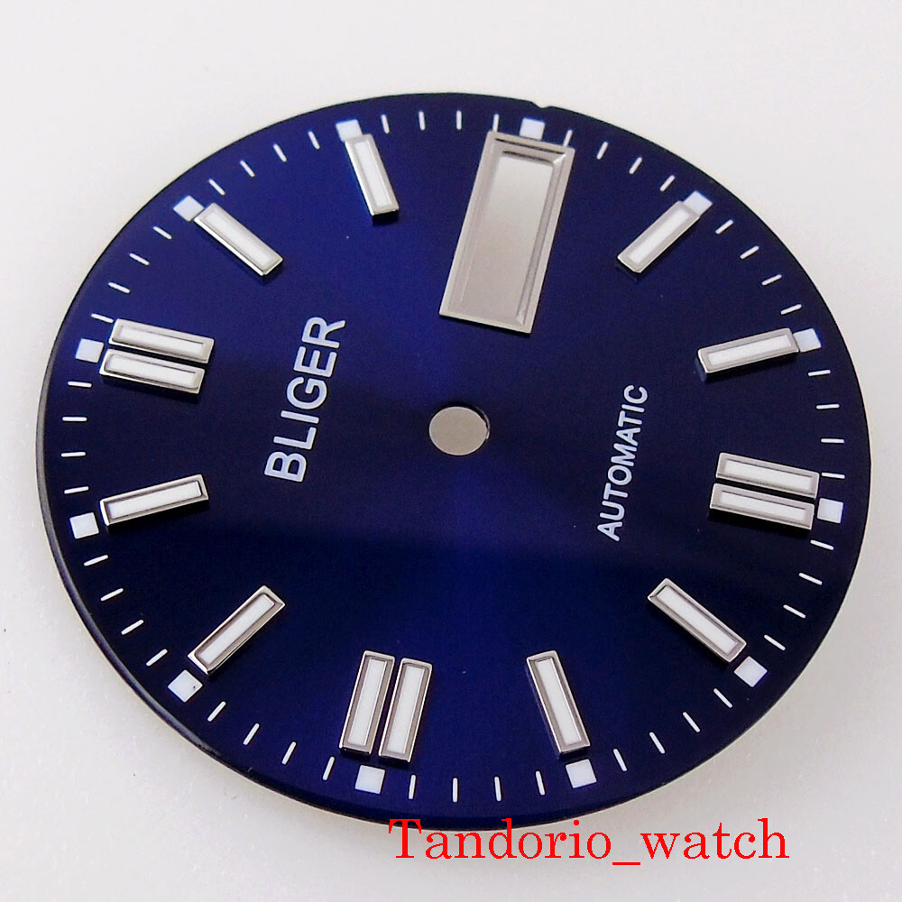 New 29mm Stainless Steel Watch Dial For NH36A Movement Date Week Window Luminous