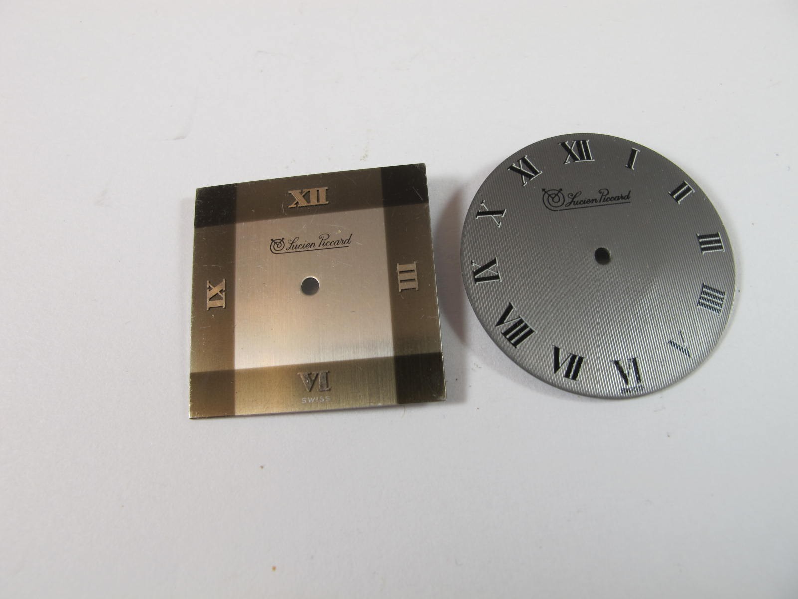 LUCIEN PICARD PAIR OF MENS VINTAGE WATCH DIALS SQUARE AND ROUND