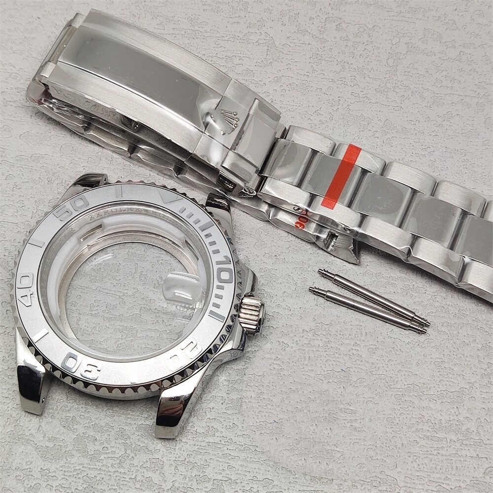 40mm Stainless Watch Case+Strap Sapphire for 8215 Movement 28.5mm Dial Parts