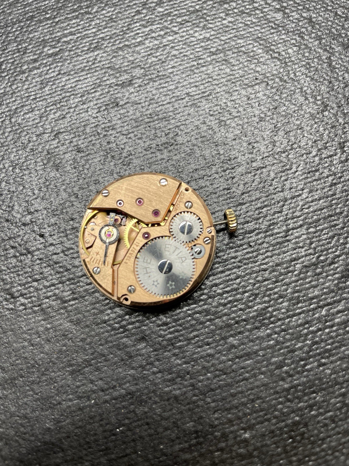 Helvetia Watch Dial Hands and Movement H65 Unitas 6310N Not Running For Parts