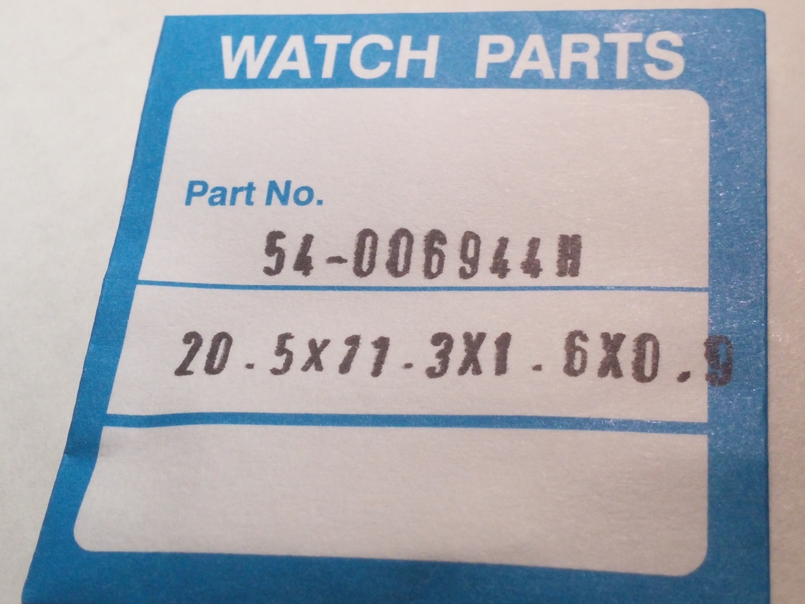 Citizen crystal replacement, 54-006944H, 20.5 x 11.3 x 1.6 x 0.9