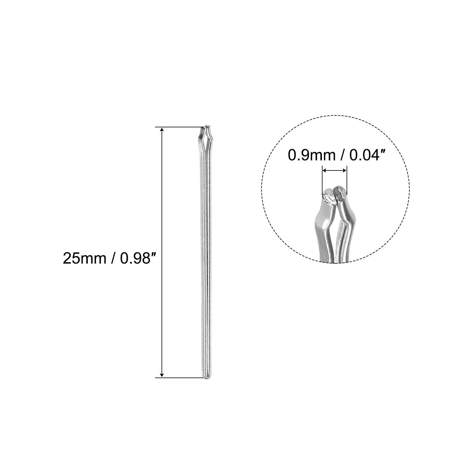 15Pcs 25mm Watch Band Link Cotter Pin, Stainless Steel 0.9mm Dia. Silver Tone