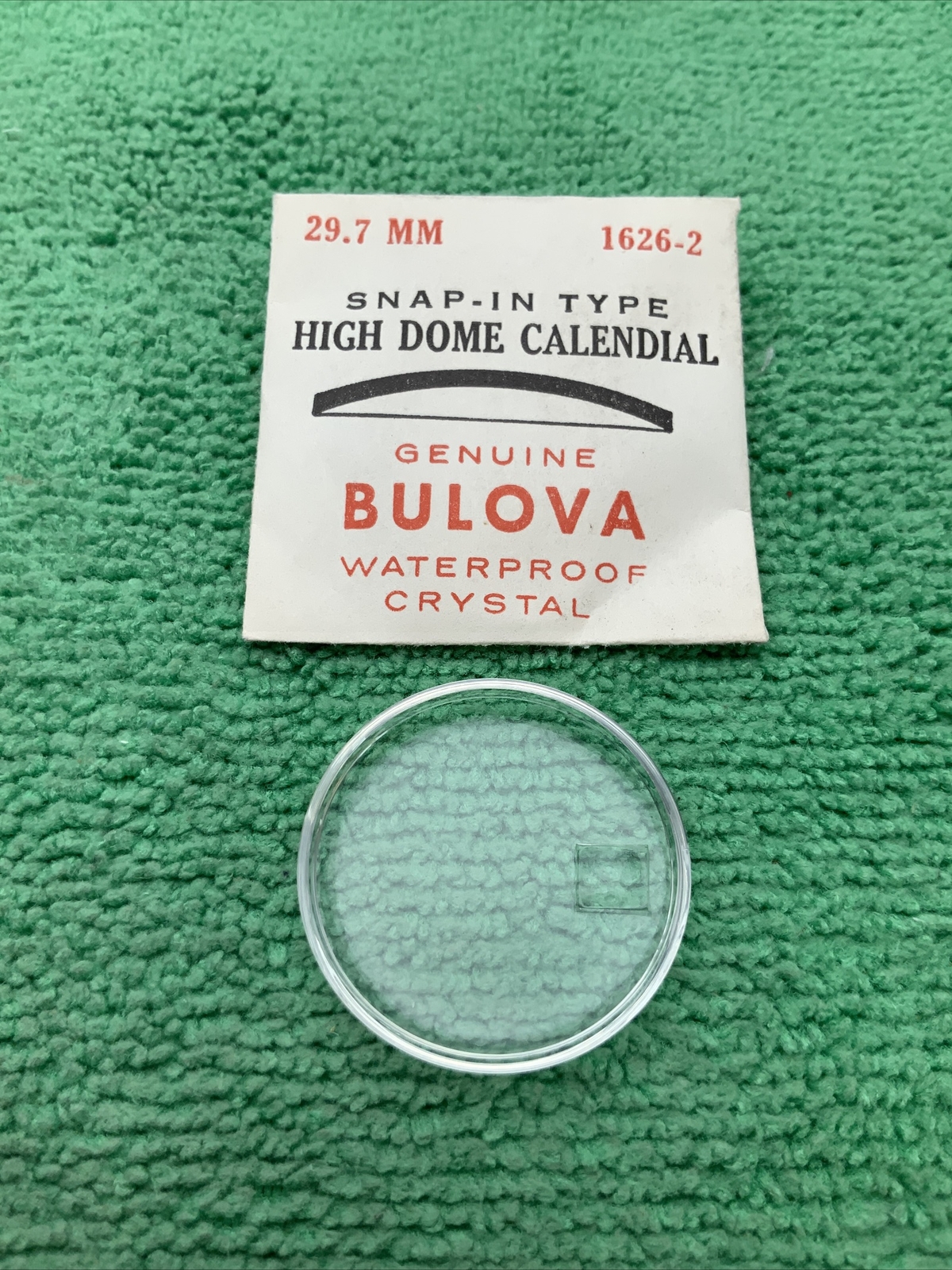 Genuine Bulova Accutron Part # 1626-2, 29.7 mm High Dome Calendial Watch Crystal
