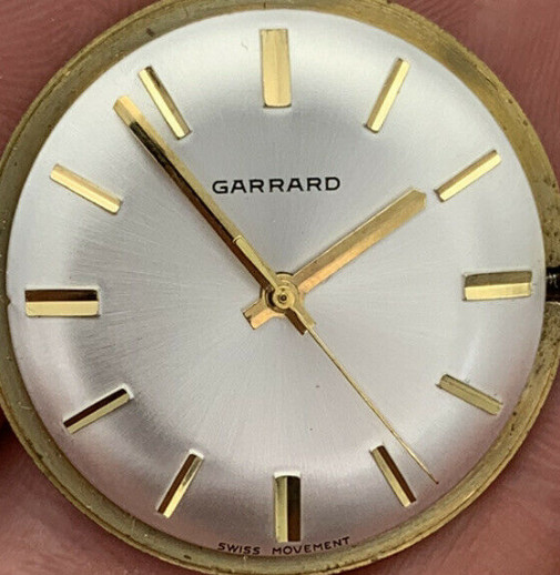 GARRARD eta 2750 silver with raised gold battons Watch Dial. 28.3mm diametre