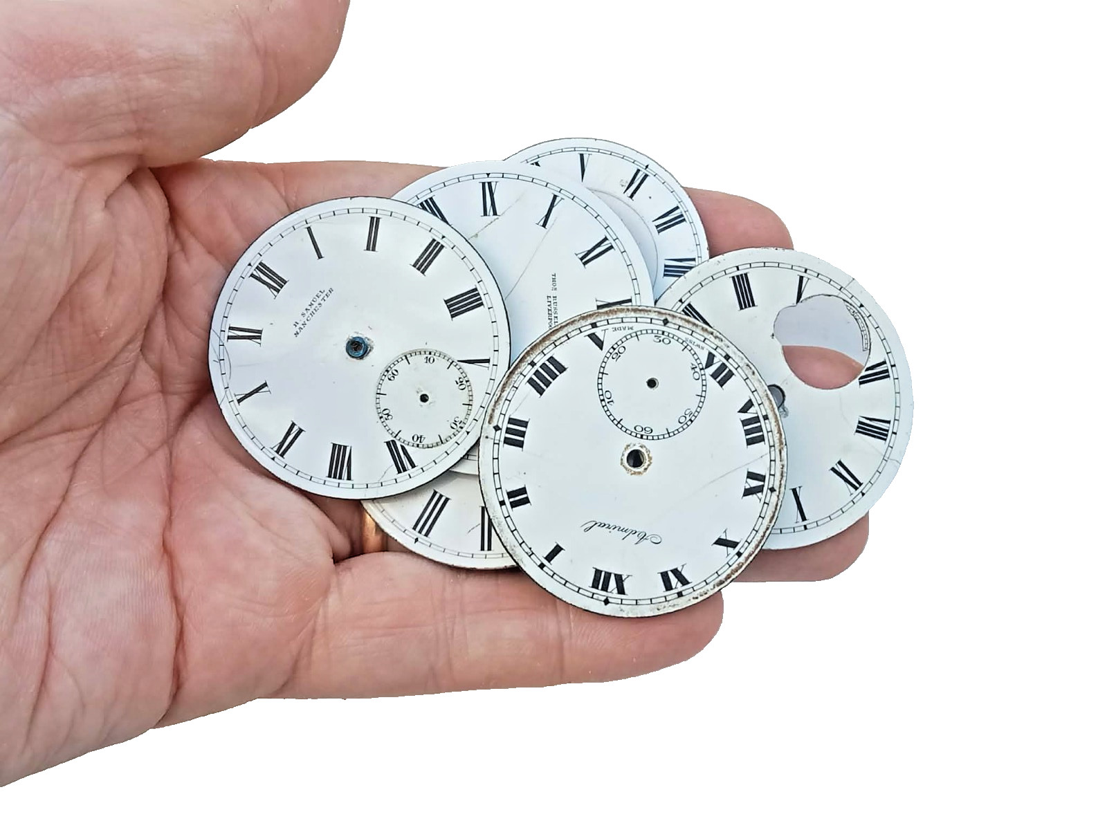 Antique Gents Pocket Watch Enamel Dials Job Lot inc H. Samuel Fattorini Touchon