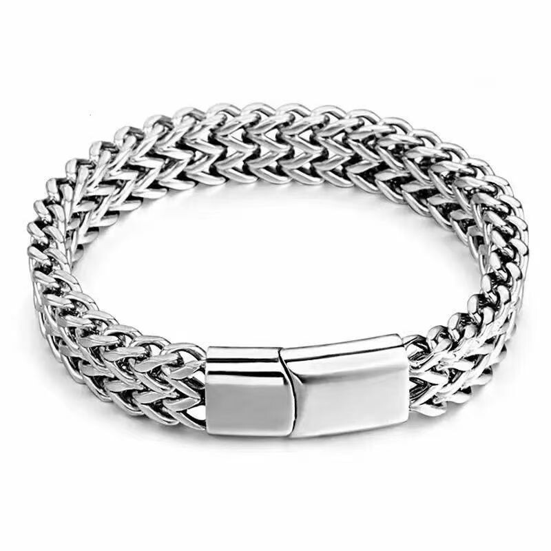 Fashionable Hip Hop Titanium Steel Bracelet Square Magnetic Buckle Bracelet