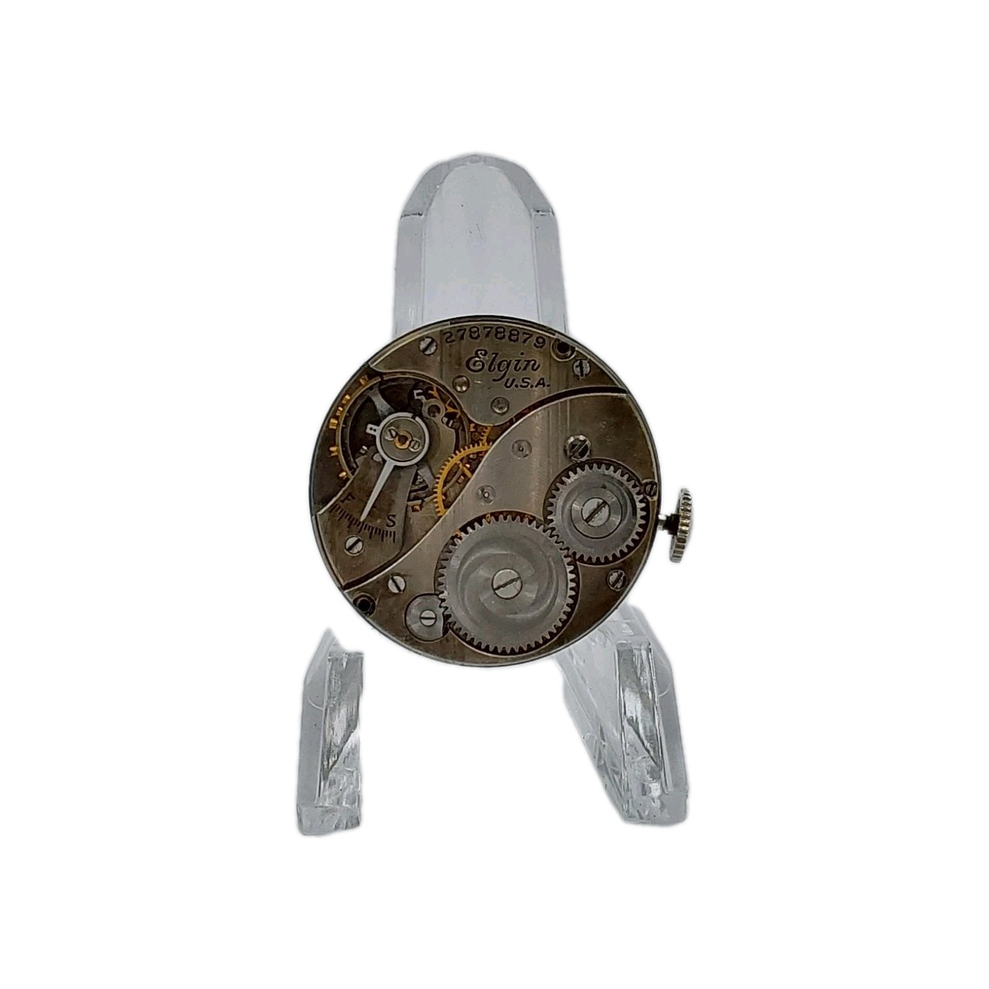 Elgin 430 6/0s Movement Sunk Metal Dial Hands Pocket Watch Parts Video 1931