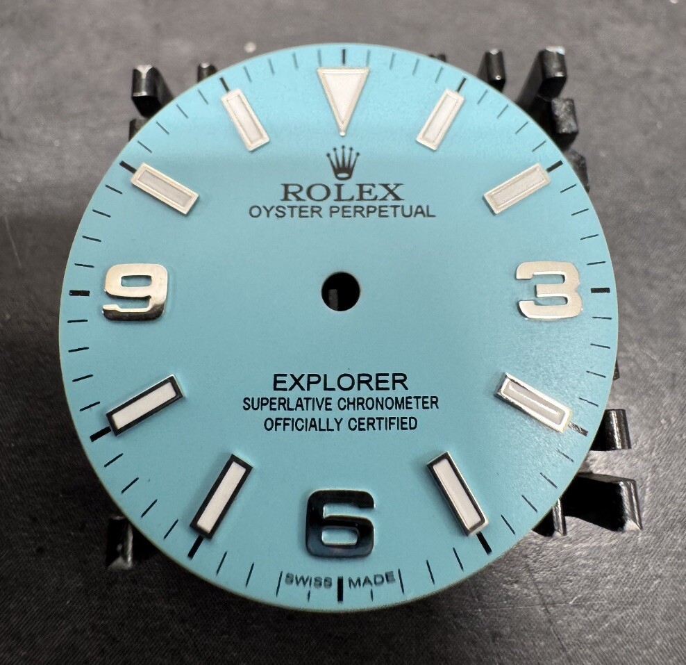 Rolex 36mm Explorer Custom Light Blue Arabic Dial For Models 14270 & 114270
