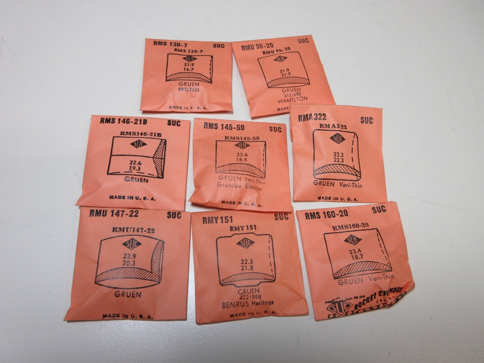 LOT OF SUC FOR GRUEN MENS WATCH CRYSTALS WATCHMAKER REPLACEMENT PARTS #29