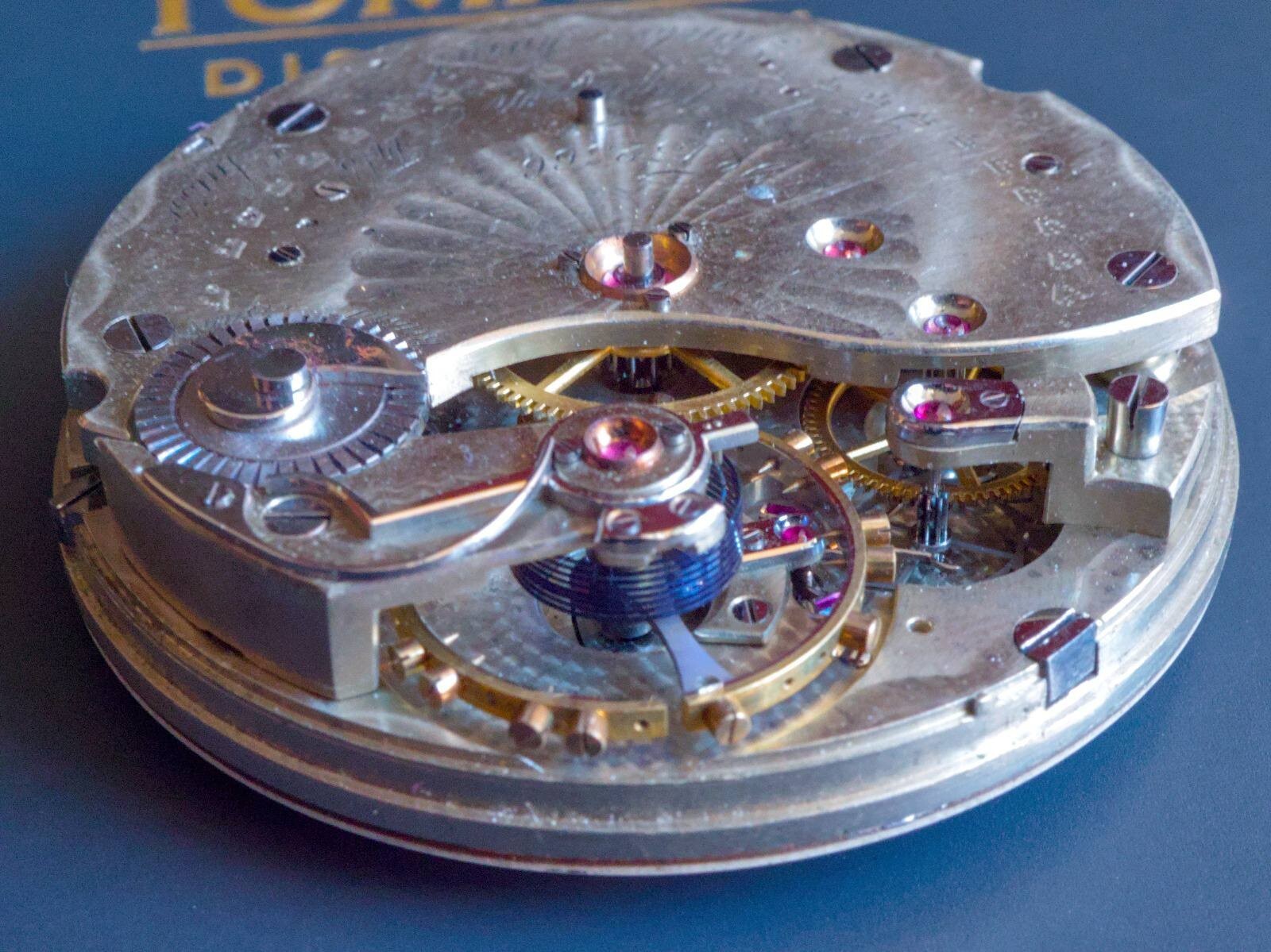 ANTIQUE POCKET WATCH MOVEMENT HELICAL HAIRSPRING G.A.HUGUENIN & FILS