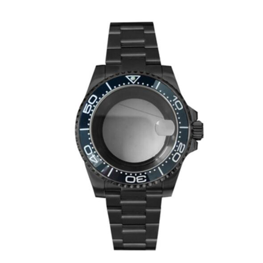 PVD Black SUB Watch Case+Strap 40mm Sapphire Glass 5ATM Waterproof for NH35/NH36
