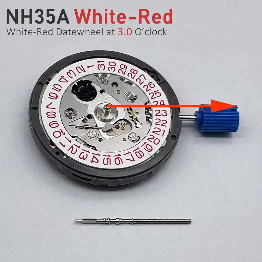 Mechanical Movement Modified Red Datewheel 3.0/3.8 Crown Japan Mod NH35A Disc