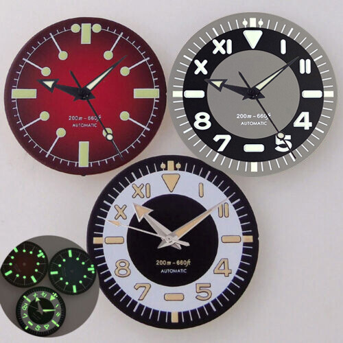 31mm Red Blue White Black Watch Dial for NH35 NH36 PT5000 Movement Green Lume