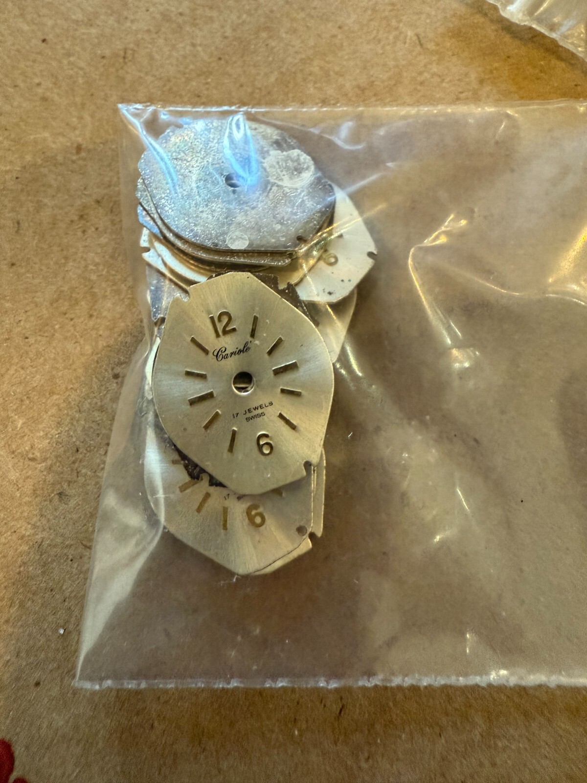 NEW Old Stock Vintage 1950’s 60’s LOT o 2 Ladies Watch Dials Cariole Silver 15mm